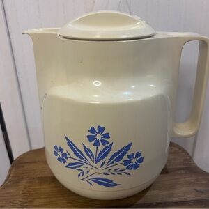 Cream and Blue Floral Coffee Pot